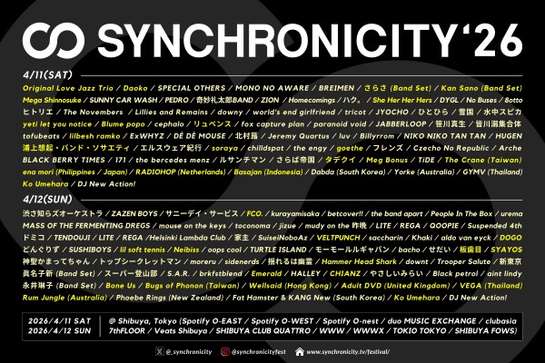 SYNCHRONICITY'26 Final Line Up News